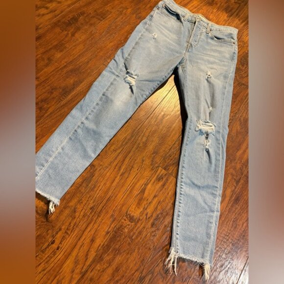 Distressed Light Blue Jeans - Picture 2 of 6